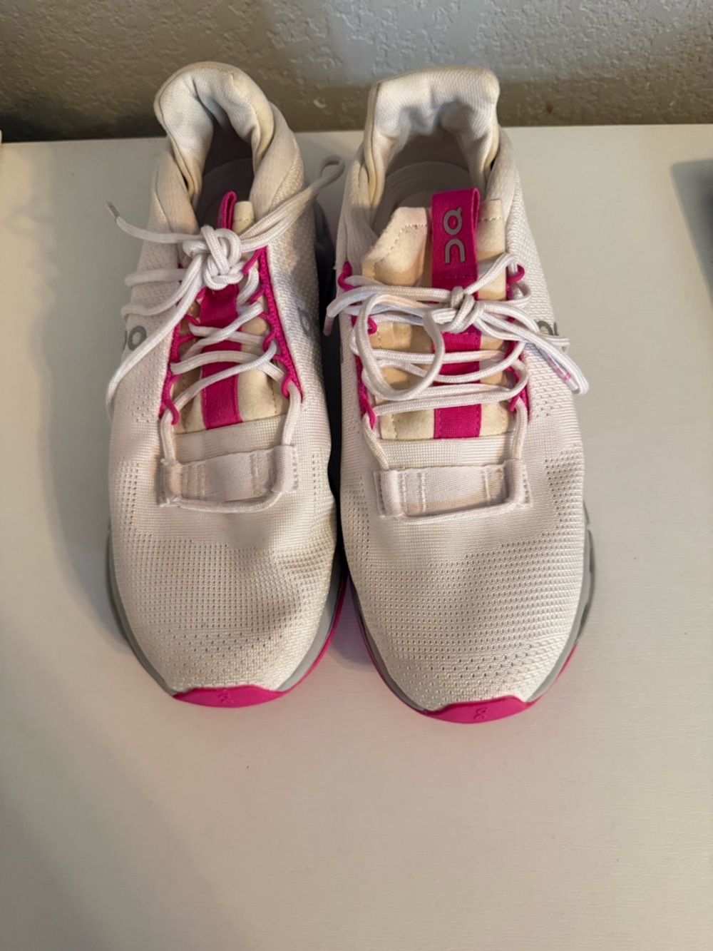 On Running Women's White and Pink Performance Running Sneakers